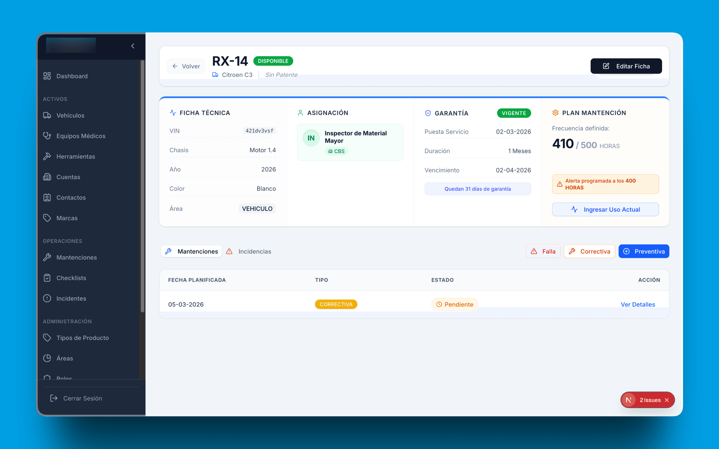 Sistema CMMS (Mantenimiento) screenshot 4